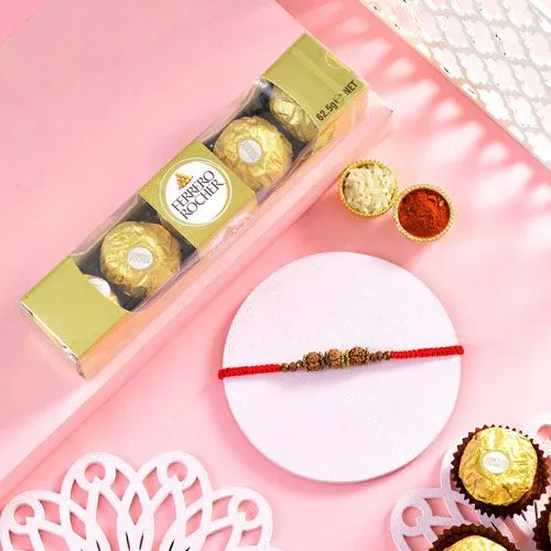 Spiritual Rudraksha Rakhi with Ferrero Rocher