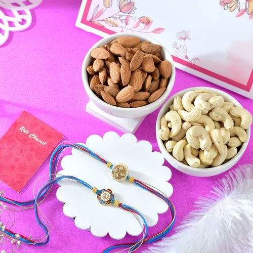 Elegant Rakhi Duo with Premium Dry Fruits