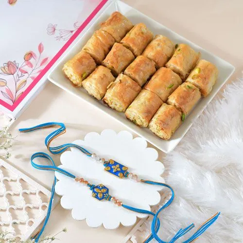 Raksha Bandhan Designer Rakhis with Baklava Treat