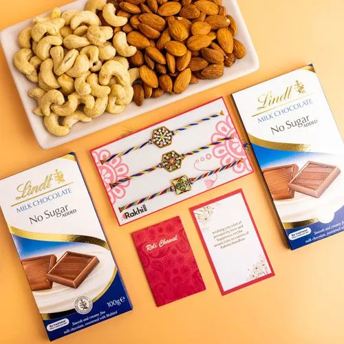 Festive Rakhi Gift Set with Premium Nuts and Sugar-Free Chocolates