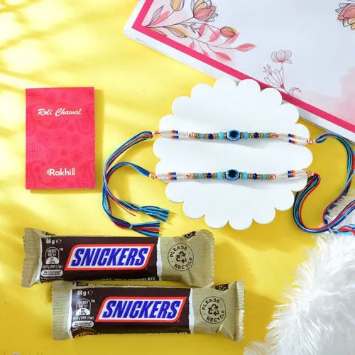 Evil Eye Rakhi Duo with Snickers