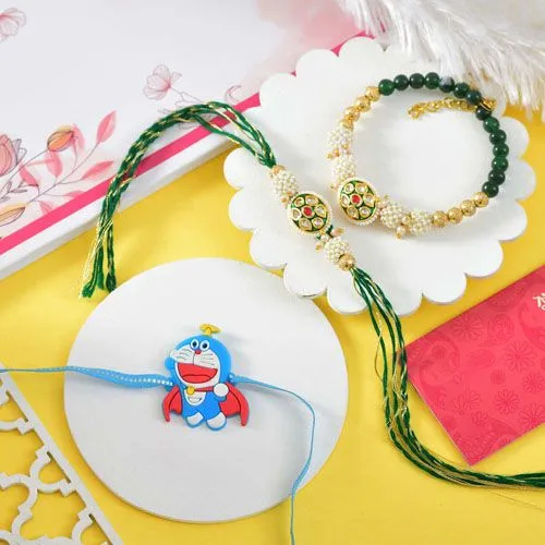 Family Rakhi Set with Doraemon Rakhi <br>