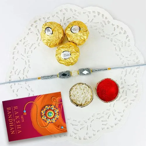 Delightful Rakhi with Chocolaty Treats