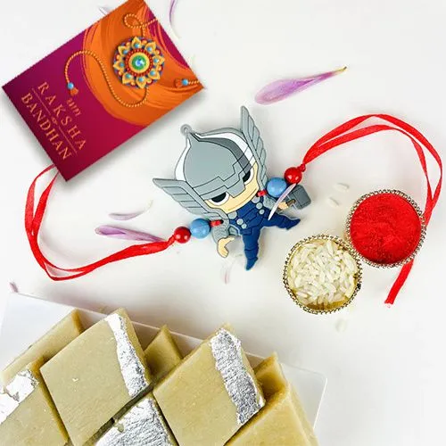 Fun Superhero Rakhi & Sweets Combo