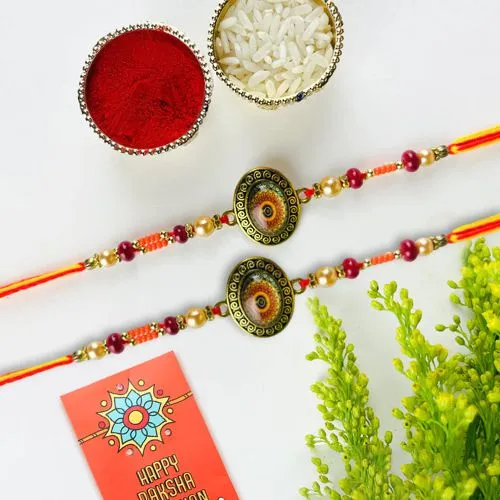 Radiant Kundan Rakhi Set