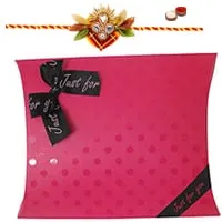 Amazing Rakhi Gift of Assorted Homemade Flavoured Dates Chocolates in Pink Pillow