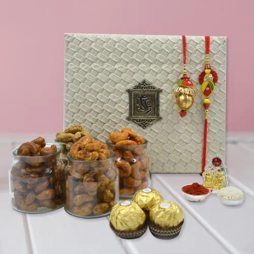 Suave Bhaiya Bhabhi Rakhi with Flavor Cashews, Ferrero Rocher N Mandap