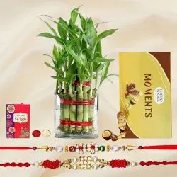 Graceful Selection of Rakhi with 2 Tier Bamboo Plant