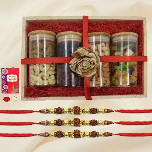 Rudrakhsha Rakhi n Toothsome Dry Fruits