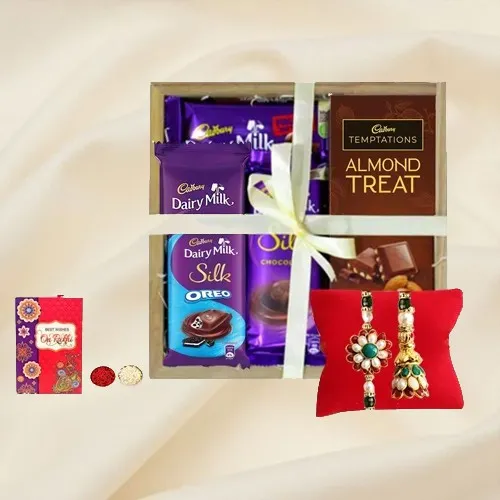 Bhai Bahbhi Rakhi Set N Endearing Chocolate Baskets