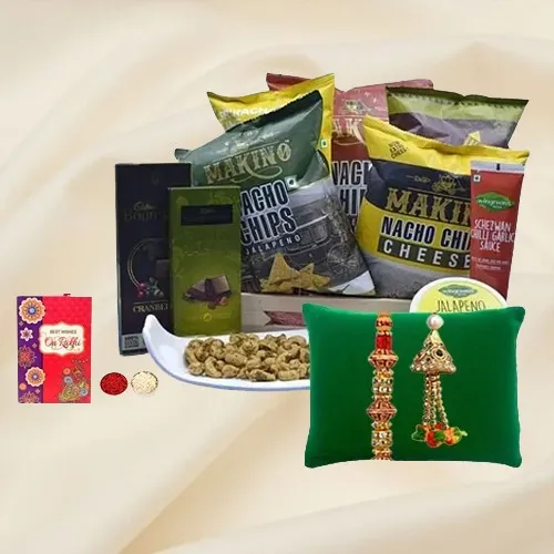 Bhaiya Bhabhi Pair Rakhi with Chips n Crisps Hamper