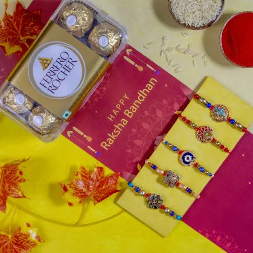 Charming Rakhi and Chocolate Combo