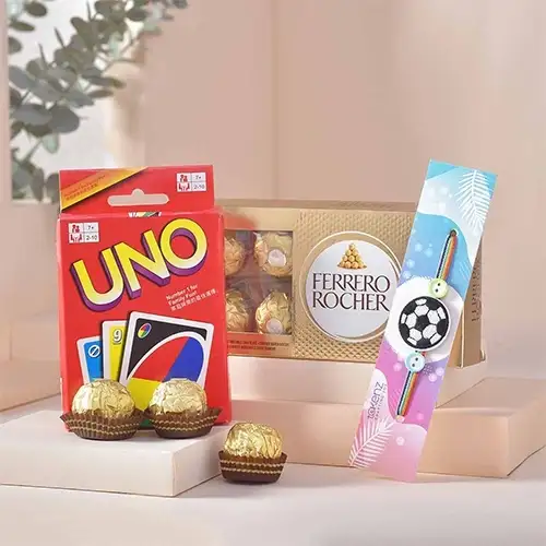 Appealing Rakhi Combo with UNO  N  Ferrero Rocher