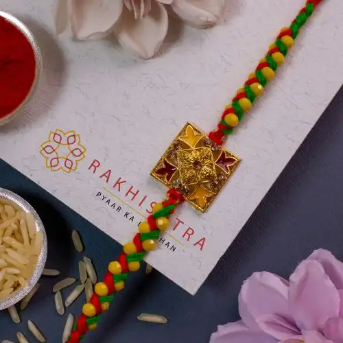 Dazzling Floral Kundan Rakhi