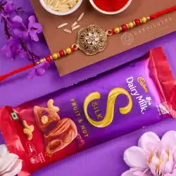 Premium Kundan Rakhi N Cadbury Fruit n Nut Duo
