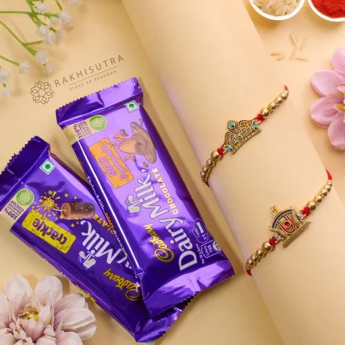 Auspicious Rakhi Set N Chocolates Combo