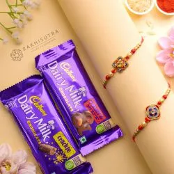 Exclusive Kundan Rakhi N Cadbury Chocolate Combo