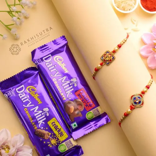 Graceful Kundan Rakhi N Cadbury Chocolate Combo