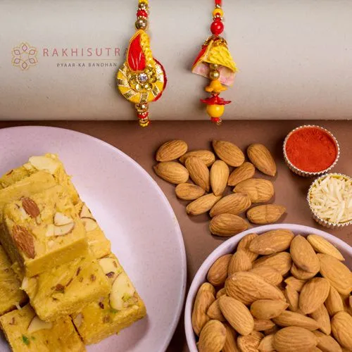 Majestic Rakhi Bundle with Sweets  N  Nuts