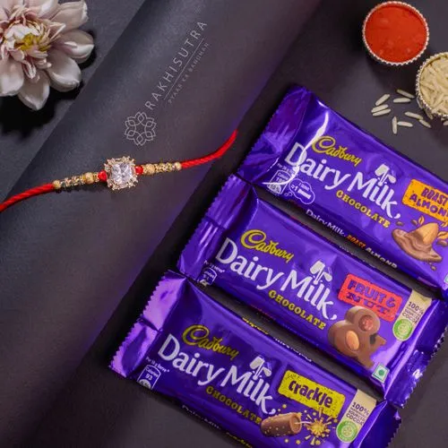 Delightful Kundan Rakhi with Cadbury Delights