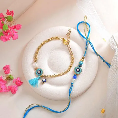 Blissful Evil Eye Bhaiya Bhabhi Rakhi Set