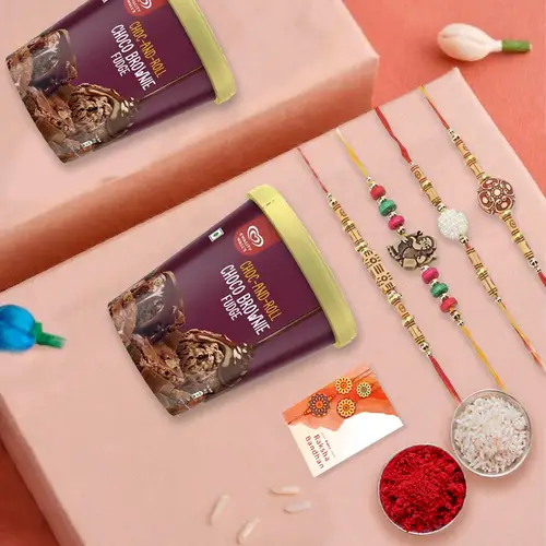 Savory Kwality Walls Choco Ice Cream with Family Rakhis