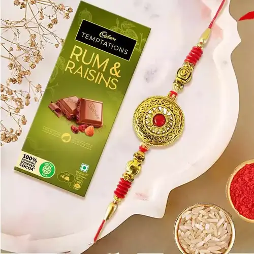 Precious Kundan Rakhi with Cadbury Temptations