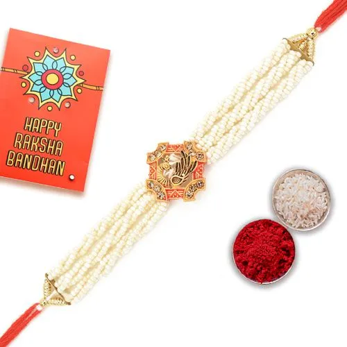 Elegant Pearl & Metal Rakhi