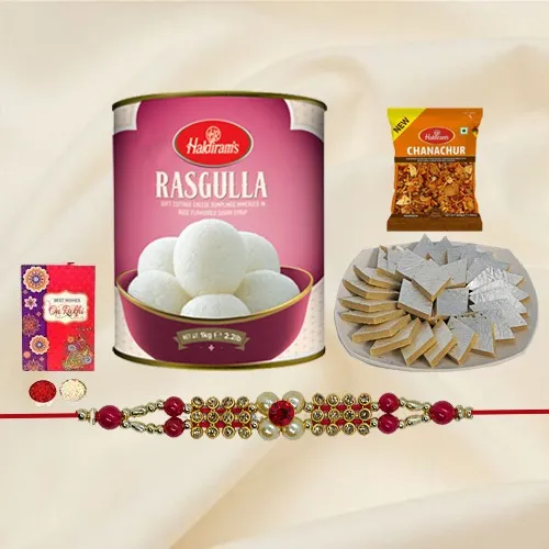 Stylish Rakhi with Sweets n Bhujia from Haldirams