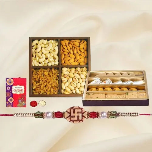 Ethnic Rakhi with Assorted Sweets n Dry Fruits