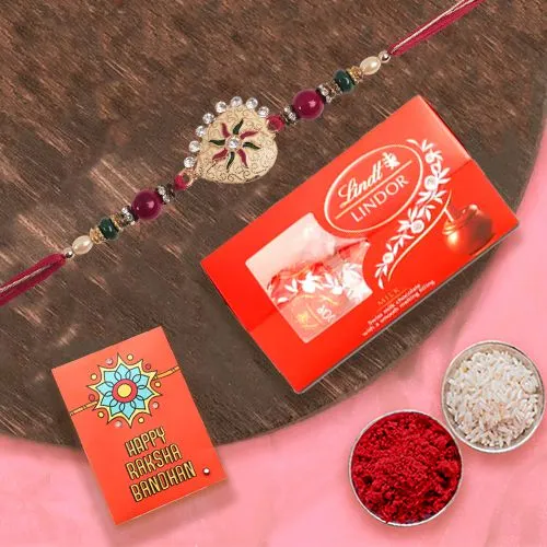 Stylish Gift of Rakhi with Lindt Chocolates