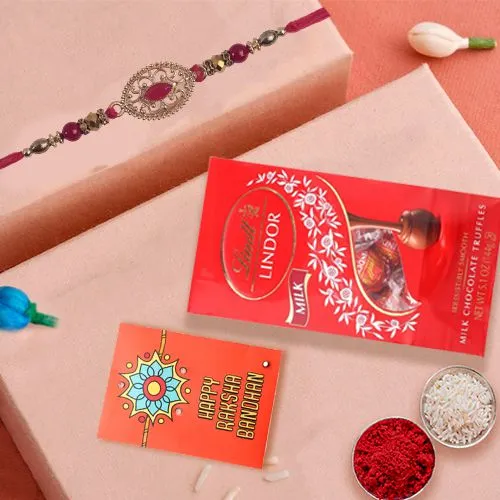 Deluxe Ethnic Rakhi With Premium Lindt Bar