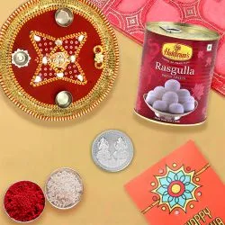 Rakhi Thali ,Canned Rasgulla & Silver Plated Coin
