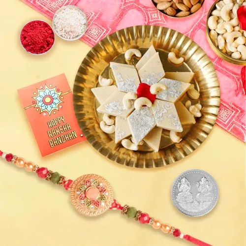 Ethnic Rakhi Bundle with Sweets & Coin Blessing