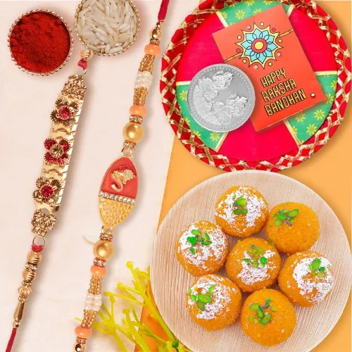 Silver Coin,Sweets & Rakhi Package