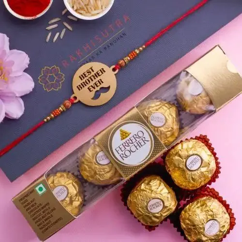 Premium Best Brother Rakhi N Ferrero Rocher Combo