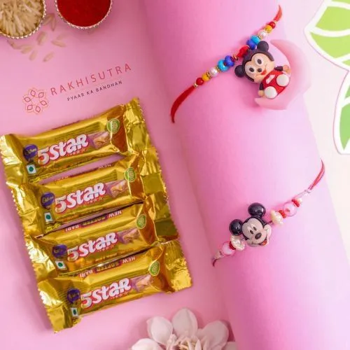 Amazing Mickey Minnie Mouse Rakhi N 5 Star Combo